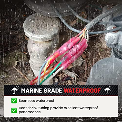 RED WOLF 240PC Heat Shrink Wire Connector Butt Kit, Insulated Crimp Connectors Ring Fork Spade Crimp Terminal to Joint Splice Cable for Automotive Industrial Waterproof, 10-12 14-16 16-22 AWG