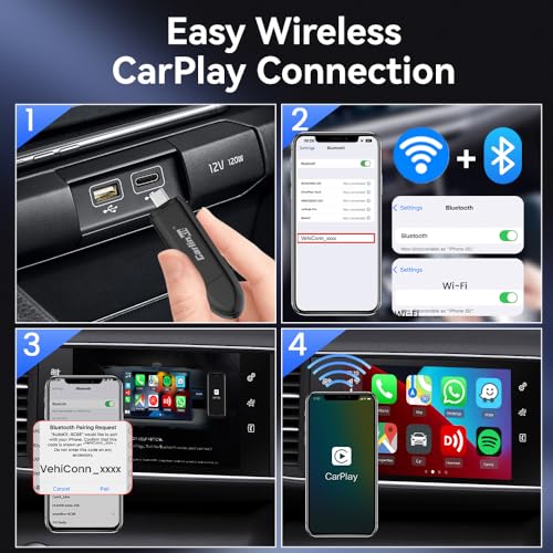 CarlinKit CarPlay Wireless Adapter MiNi SE 2026 - Auto Connect Online Update for iPhone, Apple CarPlay Wireless Adapter Convert OEM Wired CarPlay Cars, Plug & Play Dongle - color: Black