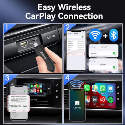 CarlinKit CarPlay Wireless Adapter MiNi SE 2026 - Auto Connect Online Update for iPhone, Apple CarPlay Wireless Adapter Convert OEM Wired CarPlay Cars, Plug & Play Dongle - color: Black