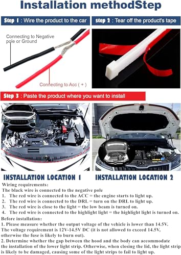 Car LED Hood Light Strip for Cars, SUVs, Trucks, White, 70 Inch - color: White, size: 70 Inches