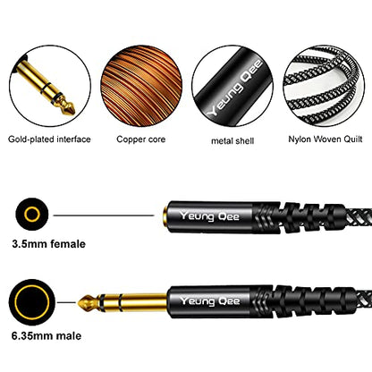 6.35mm to 3.5mm Headphones Adapter cable 12 ft,TRS 1/4" Male to 1/8" Female Stereo Audio Cable Compatible for Amplifiers, Guitar Amp, Piano, Home Theater Devices, or Mixing Console (12FT/4M) - size: 12 FT