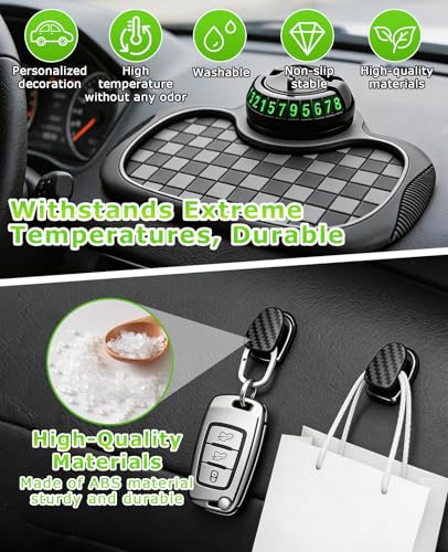 5PCS Multifunctional Car Anti-Slip Mat for Phone Set, All in One Car Organizer Pad for Car Dashboard with 360° Rotatable Phone Holder