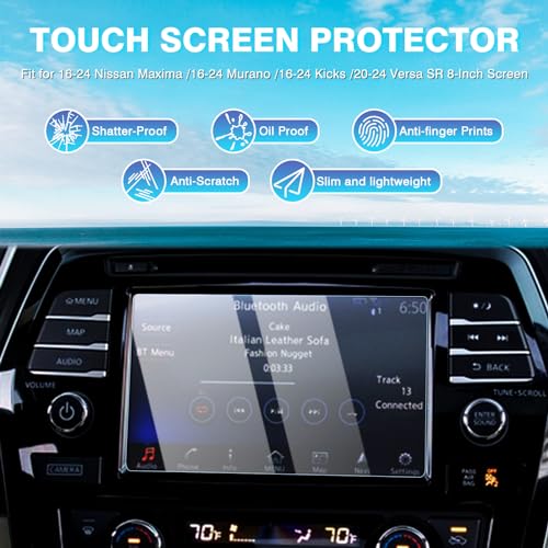 Karltys 2 Pack Screen Protector for 2021-2024 Nissan Kicks SV SR /2016-2024 Murano /2016-2024 Maxima /2020-2025 Versa Accessories 8-Inch Touchscreen, 9H Tempered Glass Anti Glare Anti Fingerprint - size: 2021-2024 Nissan Kicks/2016-2024 Murano/Maxima