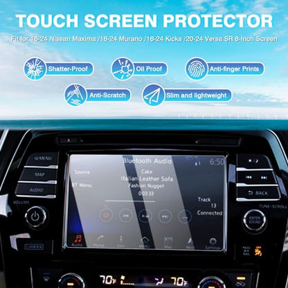 Karltys 2 Pack Screen Protector for 2021-2024 Nissan Kicks SV SR /2016-2024 Murano /2016-2024 Maxima /2020-2025 Versa Accessories 8-Inch Touchscreen, 9H Tempered Glass Anti Glare Anti Fingerprint - size: 2021-2024 Nissan Kicks/2016-2024 Murano/Maxima