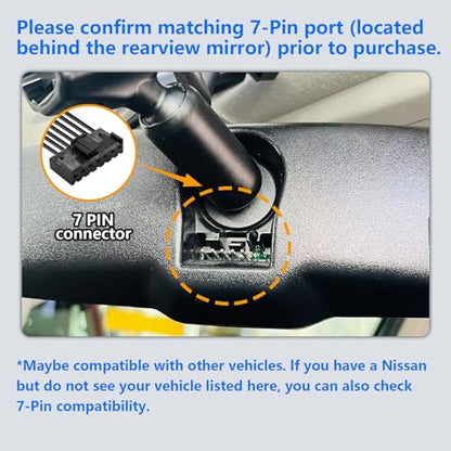 Dashcam Power Adapter 7 Pin Custom for Chevy, Ford, Honda, Lexus, Mitsubishi, Nissan, Toyota and more, Hide The Wires,GPS Radar Mirror Camera Dash Cam Adapter Cable, Connects to Rearview Mirror