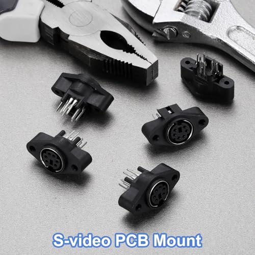 MECCANIXITY 6-Pin S-Video PCB Mount, Mini DIN Socket Female Jack Socket Connector Panel Mount for Media Player Audio Video Equipment, Pack of 15 Black