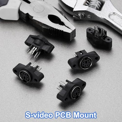 MECCANIXITY 6-Pin S-Video PCB Mount, Mini DIN Socket Female Jack Socket Connector Panel Mount for Media Player Audio Video Equipment, Pack of 15 Black
