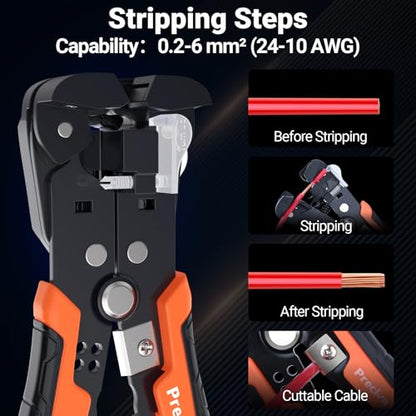 Preciva Ferrule Crimping Tool Kit with Wire Stripper, Hexagonal Ferrule Crimper AWG 28-5（0.08-16mm²） Self-Adjustable Ratchet Ferrule Terminals Crimping Tool with 1660Pcs Ferrules Connectors - size: Hexagonal Ferrule Crimping Tool Kit
