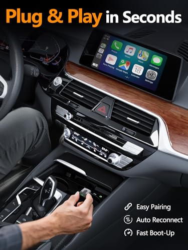 2-in-1 Mini Wireless CarPlay Adapter for Apple CarPlay & Android Auto,Upgrade Wired to Wireless, Fast Auto-Connect, Plug & Play (iOS 10+, Android 10+, 2016+ Cars)