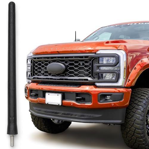 Short Antenna Replacement for Ford F-250 (2017-2027) USA Stainless Steel Threading, Car Wash Proof, Enhanced Reception 6 3/4 Inch Rubber Truck Antenna with Internal Copper Coil