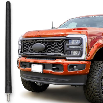 Short Antenna Replacement for Ford F-250 (2017-2027) USA Stainless Steel Threading, Car Wash Proof, Enhanced Reception 6 3/4 Inch Rubber Truck Antenna with Internal Copper Coil