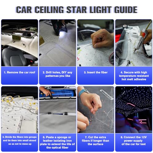 20W Twinkle Starlight Headliner Kit, Star Lights for Car Roof & Home Decoration, Fiber Cable 1000pcs*0.03in*13.1ft Star Light Headliner with Bluetooth APP/Remote Control/Music Mode - size: Standard+1000pcs*0.03in*13.1ft