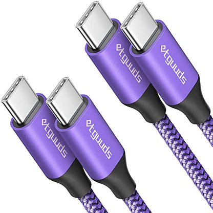 etguuds USB C to USB C Cable 6ft, 2-Pack 60W C to C Cable Fast Charging - color: Purple, size: 6ft