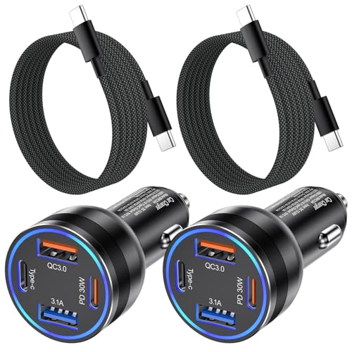 USB C Car Charger 65W, OKRAY 4-Port Car Charger PD30W&QC3.0 Fast Charging - size: 2 Pack