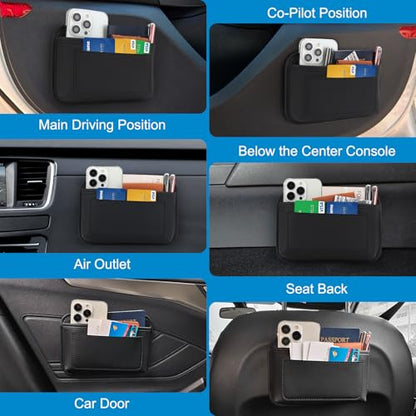 Accmor Universal Car Side Pocket Organizer, PU Leather Car Pocket Pouch Cell Phone Sunglasses Holder, Car Phone Pocket Organizer Accessories for Car Seat, Door, Window, Console