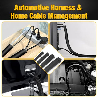 118 Inch Braided Wire Loom Cable Management, Self-Wrap Cord Protectors from Pets No Chew,Black Cord Cover Hide Computer Cords On Desk, (1"-10ft) - size: 1"-10ft