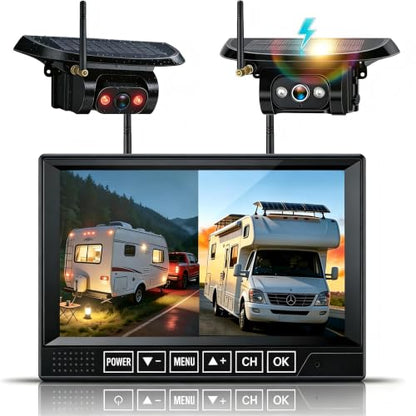 HD 1080P Dual Wireless Backup Camera: 15200mAh Battery Up to 3-Day Trip - size: 7.2" Dual RV Backup Camera