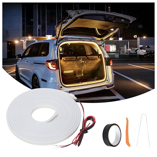 157.48" SUV Trunk LED Light Strip, 6000K Bright Cargo Area Lighting for Trunk Organizer/Mat Setup, Waterproof Interior Tailgate Lamp for SUV/MPV(Warm Yellow) - color: Warm Yellow(Static)