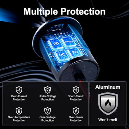 78W 12V USB Outlet with Silver Ring, Aluminum Car USB C Socket - color: 2Pcs