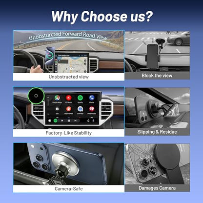 Phone Holder for for Toyota Tundra (2022-2025 2026, 14 Inch) / Toyota Sequoia (2023-26), MagSafe Car Mount Charger,Magnetic Holder,15W Wireless Charging,360° & Hands Free,3rd Gen Tundra Car Gadgets - size: Toyota Tundra | 2022-2026