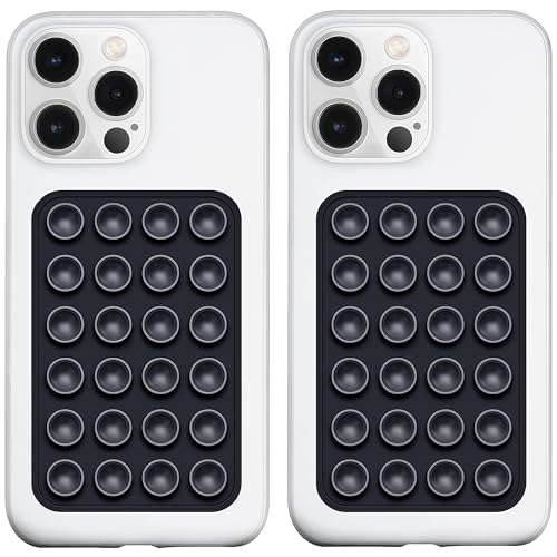 LvShuLiangPin Anteel 2 Pack Silicone Suction Phone Case Mount, Silicon Adhesive Phone Grip for Smartphones, Hands-Free Mirror Shower Phone Holder for Selfies, Tiktok Videos (Black) - color: Black