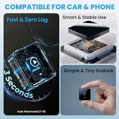 Nexustratix Wireless CarPlay Adapter for iPhone & Android, Plug and Play