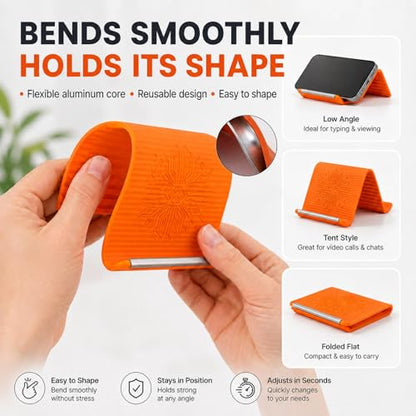 2PCS Portable Foldable Silicone Aluminum Phone Holder, Orange - color: Phone Stand 2PCS-Orange