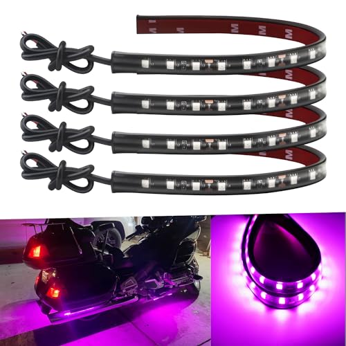 Keiurot 12.5In 12V Led Light Strip for Car Motorcycle Golf Cart Pink 4Pack - color: Pink Led Strip