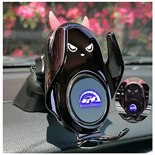 Cute Wireless Car Charger Mount Auto Clamping - color: Black