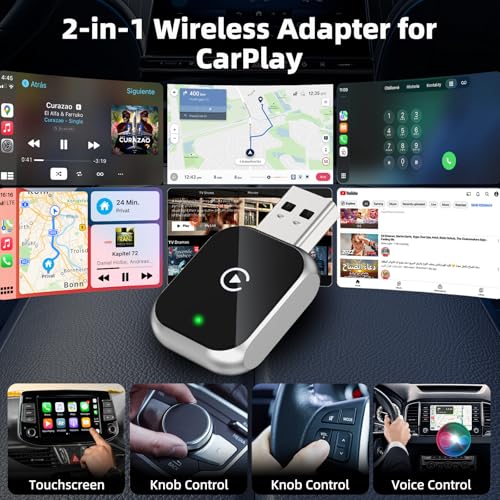 Wireless Carplay Adapter for iPhone, 2-in-1 Plug & Play - size: 2-in-1