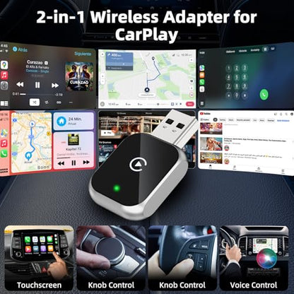 Wireless Carplay Adapter for iPhone, 2-in-1 Plug & Play - size: 2-in-1