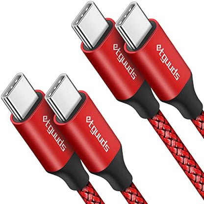 etguuds USB C to USB C Cable 6.6ft, 2-Pack 60W C to C Cable Fast Charging - color: Red, size: 6.6ft