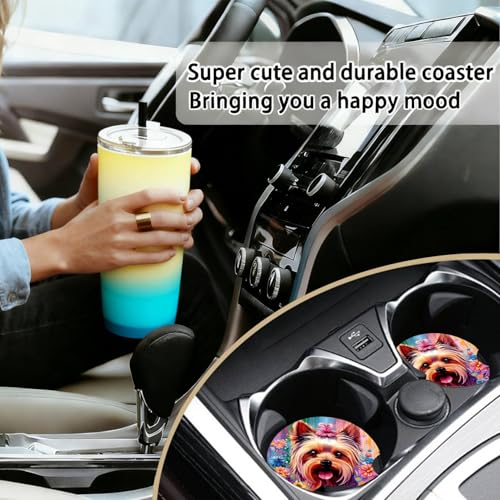 2PCS Adorable Dog Car Cup Holder Coasters Universal Anti-Slip Rubber Mat - color: Little White Dog