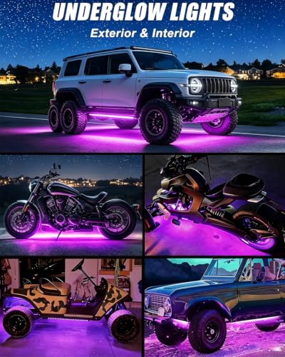 Keiurot 12.5In 12V Led Light Strip for Car Motorcycle Golf Cart Pink 4Pack - color: Pink Led Strip