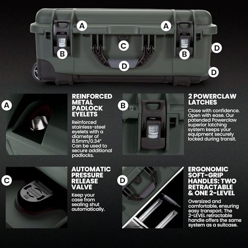 NANUK 935 Pro Photo Kit – Waterproof Travel Camera Hard Case with Padded Dividers and Wheels, 22” x 14” x 9” - Dustproof and Impact Resistant, Airline Carry-On Approved – Olive - color: Olive - Pro Photo Kit