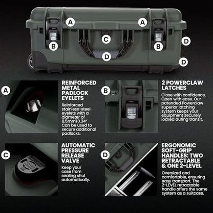 NANUK 935 Pro Photo Kit – Waterproof Travel Camera Hard Case with Padded Dividers and Wheels, 22” x 14” x 9” - Dustproof and Impact Resistant, Airline Carry-On Approved – Olive - color: Olive - Pro Photo Kit