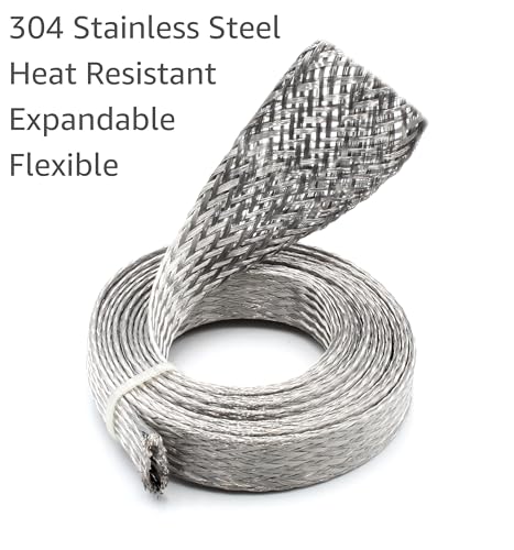 Electriduct 3/4" Stainless Steel Braided Sleeving 304SS Metal Flexible Expandable Mesh Sleeve - 100 Feet - color: 100 Feet, size: 0.75 (3/4) Inch