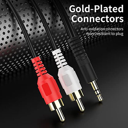 3.5mm to RCA Cable 30ft, 3.5mm TRS Male to 2RCA Male Stereo Y Splitter RCA Cord Compatible with Echo Dot, Smartphone, MP3, Tablet, Stereo Receiver, Car, Speaker, HDTV ect. - size: 30FT