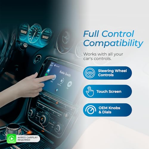 AutoSky Wireless CarPlay Adapter 2025 Pro Edition - Fastest and Most Compact Wireless CarPlay Adapter Factory Wired CarPlay Cars – USB-A and USB-C Cables – Wired CarPlay Required - OTA Updates.