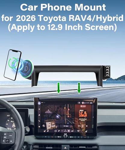 Car Phone Mount for 2026 Toyota RAV4/RAV4 Hybrid 12.9" Screen Accessories - size: fit for 2026 Toyota RAV4 (12.9 Inch Screen)