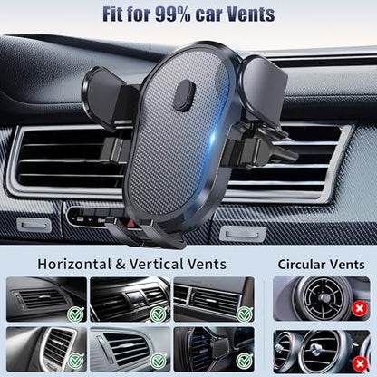 Universal Car Vent Phone Mount, Hands-Free Air Vent Holder for iPhone and Other Smartphones, Upgraded Clip (Gloss Black) - color: Gloss Black
