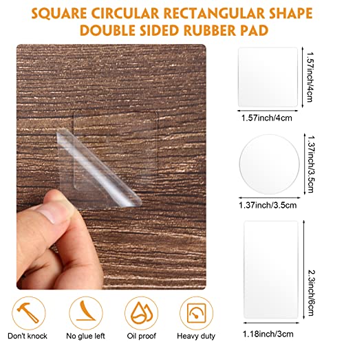 60 Pcs Double Sided Adhesive Pads for Mounting Square Round Sticky Tape Clear Self Adhesive Gel Mounting Pads Waterproof Removable Sticky Gel Transparent for DIY Craft, Home Office Poster, Carpet, Rug