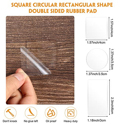 60 Pcs Double Sided Adhesive Pads for Mounting Square Round Sticky Tape Clear Self Adhesive Gel Mounting Pads Waterproof Removable Sticky Gel Transparent for DIY Craft, Home Office Poster, Carpet, Rug