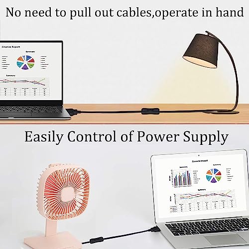 DC 2-pin USB Cable with ON/Off Switch USB 2.0 A Male Plug 2 Pin 2 Bare Wire Charge Cable Connector with Power Switch for 5V-12V PC/LED Desk Lamp/USB Fan/LED Strips[black-2Pcs/1M/3.3ft] - color: Black