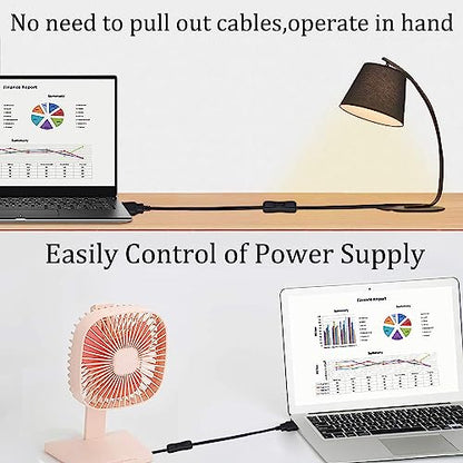 DC 2-pin USB Cable with ON/Off Switch USB 2.0 A Male Plug 2 Pin 2 Bare Wire Charge Cable Connector with Power Switch for 5V-12V PC/LED Desk Lamp/USB Fan/LED Strips[black-2Pcs/1M/3.3ft] - color: Black