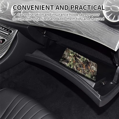 Car Registration and Insurance Card Holder, Vehicle License Documents Glove Box Compartment Organizer Wallet, ID Card Holder for Car Essentials Automobile, Camo Tree Branches - color: Camo Tree Branches