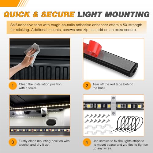 GOOACC RGB Truck Bed Light Strip 2PCS 60" 180 LEDs Neon Accent Lighting