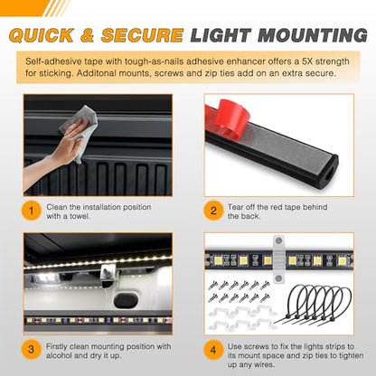 GOOACC RGB Truck Bed Light Strip 2PCS 60" 180 LEDs Neon Accent Lighting