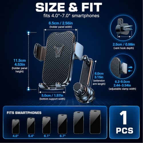 car phone holder vent mount,vent phone mount for car,car vent holder,car phone holder vent,vent phone holder,360-Degree Flexible Rotation Design,For Car Compatible With Iphone,Samsung,All 4–7” Phones