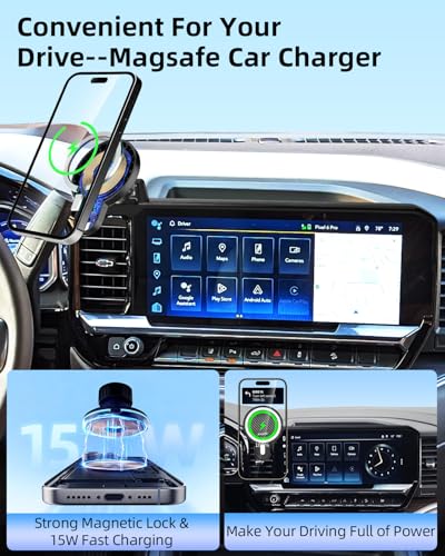 PZK Car Phone Holder for 2022-2026 Chevy Silverado/GMC Sierra 13.4'' Screen - color: Magsafe+ Wireless Charger, size: Silverado 1500 /GMC Sierra 1500 2022-2026